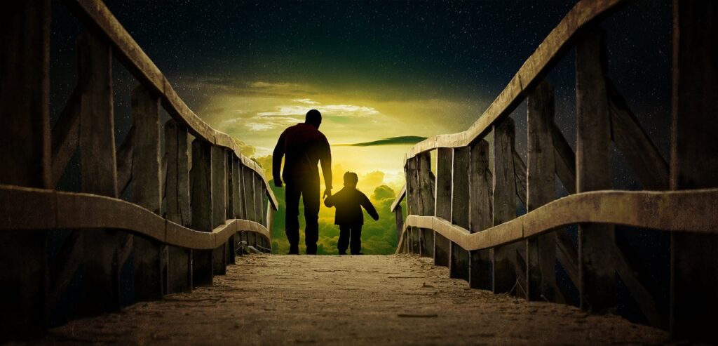 father and son, walking, bridge-3295190.jpg