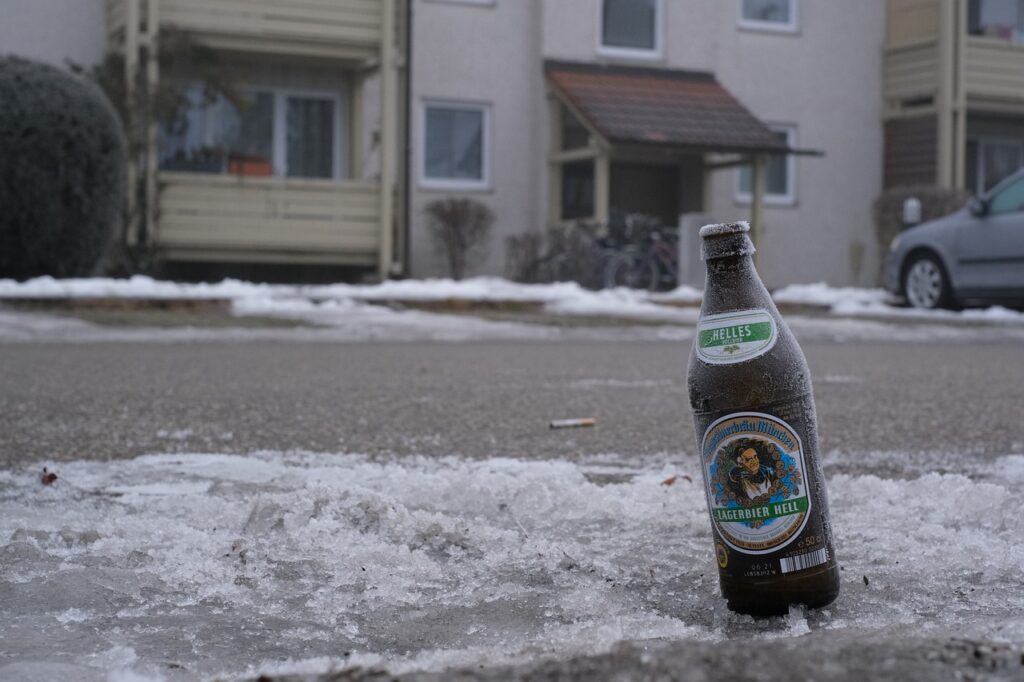 frosted beer outside