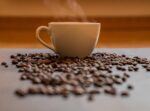 steaming cup of coffee